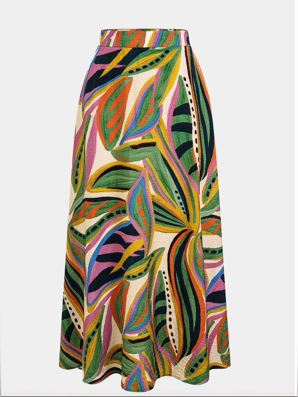 MICAS Leaves Print Mid-Rise Skirt Sz Small Multi Color